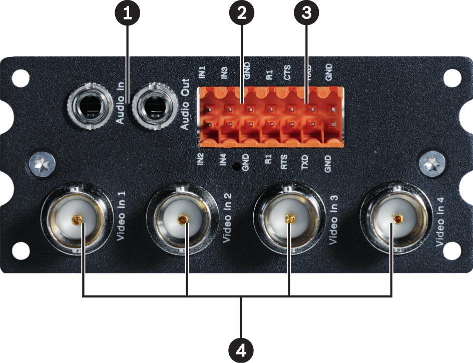 4 VIP X1600 XF modlær videokoder med høy ytelse 4 4 x modlspor Modlinstallering 5 1 x 10/100/1000 Base-T Gigabit Ethernet (redndans oppnås ved å kombinere med forsiden av Ethernet-grensesnitt) 6 2 x