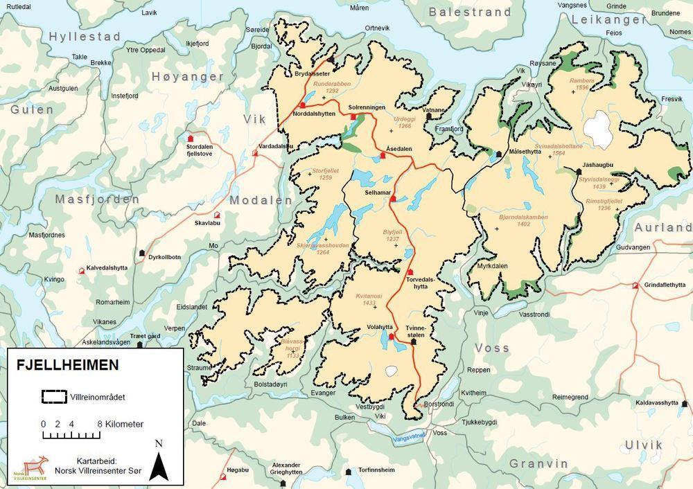 2 Om villreinområdet Villreinområdet er godt skildra i to fagrapportar frå NINA (Jordhøy og strand 2008 og Jordhøy 2013).