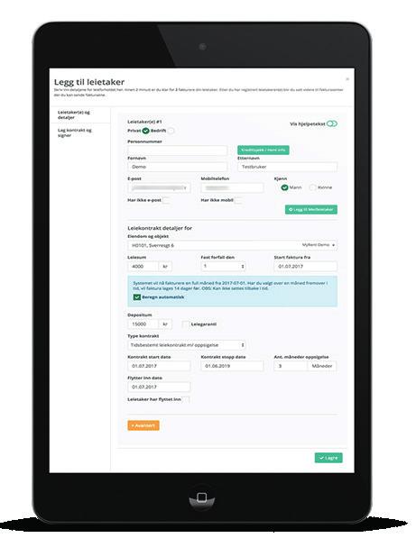 Vi har de siste månedene jobbet med flere moduler som skal gjøre hverdagen enda enklere for deg som utleier. Dette blir oppdatert neste uke: Ny Legg inn leietaker modul med flere valg.