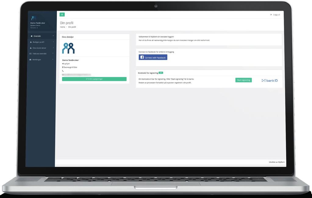 Har du Norsk eller Svensk BankID? 3. Har leietaker Norsk eller Svensk BankID? 4. Når du klikker start prosess, blir brukernavn og passord til leietakers MyRent profil sendt ut.