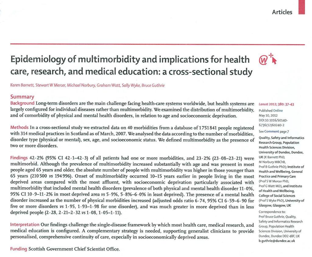 Lancet - Multimorbidity Jørund Straand, 2016