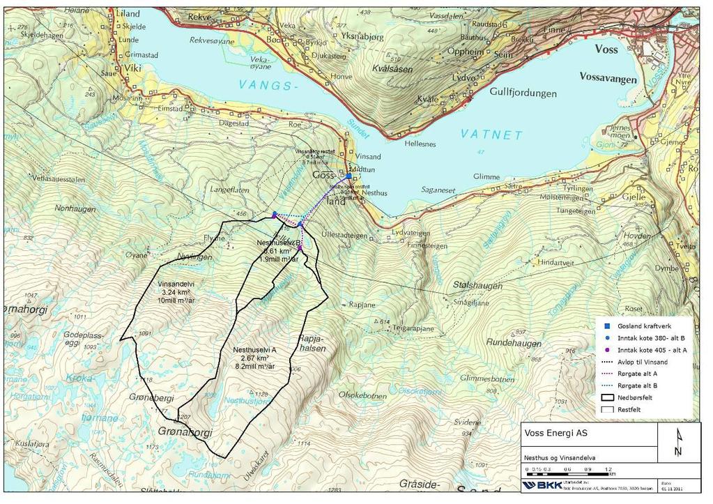 OMRÅDEBESKRIVELSE GENERELT Nesthus- og Vinsandelva renner ut ved Midttun, som ligger omtrent midt på og på sørsiden av Vangsvatnet i Voss kommune i Hordaland (figur 4).