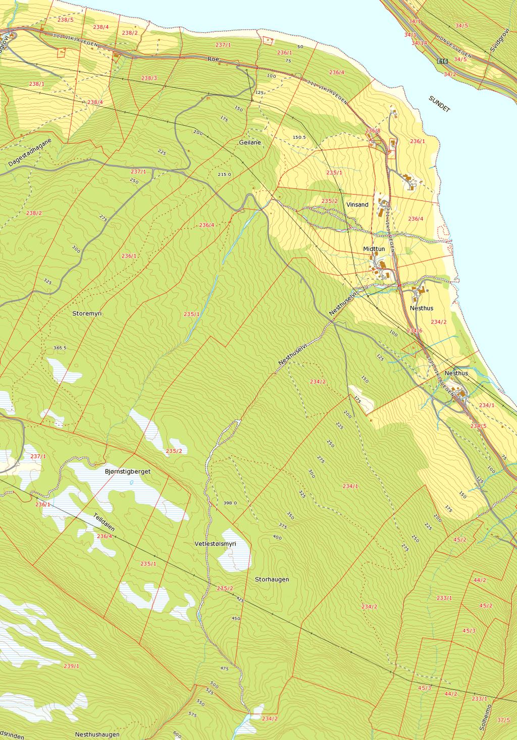 Konsesjonssøknad Storegroe Kraft Side 2 Sideinntak Vinsandelva Hovudinntak Nesthuselva Kraftstasjon Målestokk 1:10000