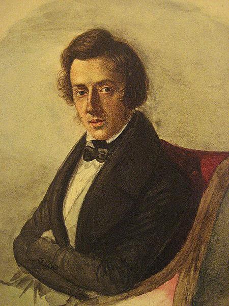 Eugene Delacroix. Chopin skrev stort sett verker for klaver, og benyttet ofte polske folkemelodier og danseformer.