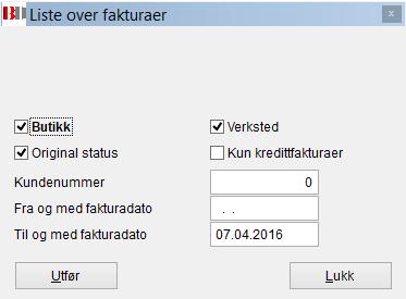 Fakturajournal / Liste over fakturaer Hvert salg eller hver service som faktureres i MAB, selv om det blir gjort opp der og da til kasse eller kort, genererer et fakturanummer.