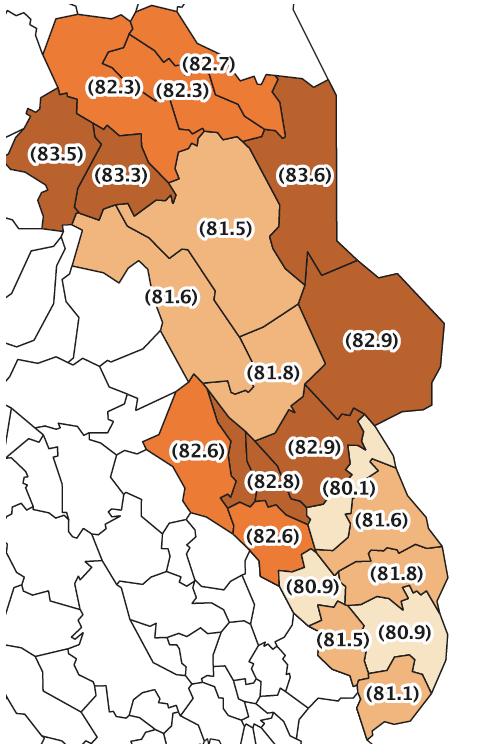 3.1 Forventet levealder øker Forventet levealder kan gi informasjon om helsetilstanden i befolkningen. Levealderen har økt med om lag 2-3 måneder per år de siste tiårene.