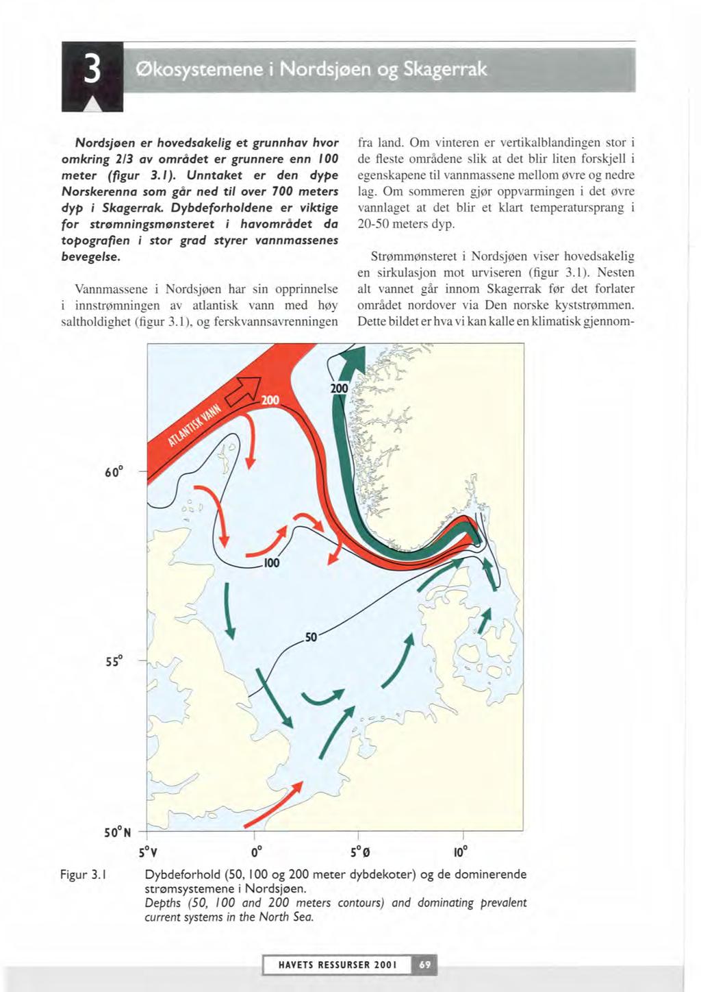 Nodsjeen er hovedsakelig et grunnhav hvor omkring 213 av omddet er grunnere enn 100 meter (figur 3.1).