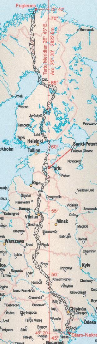 Struves meridianbue Den russisk-skandinaviske gradmålingsrekke Fra Staro-Nekrasova i Ukraina til Hammerfest i Norge 2822 km