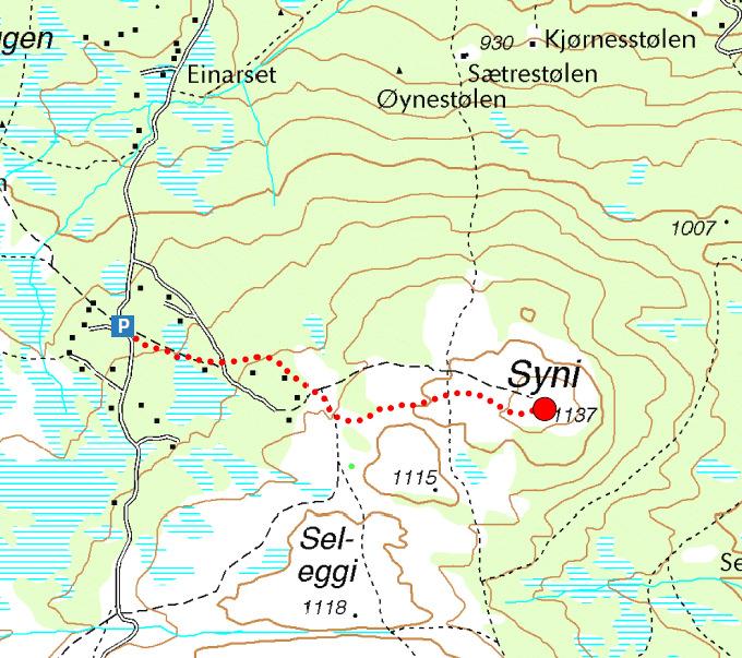 5 Synet 1137 moh Synet i Ulnes sameige: Fra E16 kjør Panoramavegen fra Ulnes mot Vaset, men ta av til venstre med en gang du kommer opp i Hippesbygda (ved Bergheim Transport).