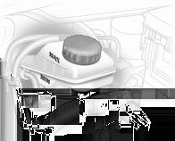 142 Pleie av bilen Bremsevæskenivået skal ligge mellom merkene MIN og MAX. Renslighet er svært viktig ved etterfylling.