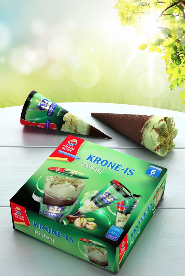 Multipack Krone-is Pistasj Multipack 6 stk herlige pistasj iskremer i kjeks Mørkebrun kjeks gir et