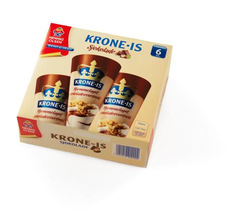 Grunnpris: 57,76 EPD: 02014934 Krone-is Sjokolade Multipack Vaniljeis med sjokoladeovertrekk og hasselnøtter (fløteis) Innhold: 6 x 125 ml. F-pakk i D-pakk: 8.