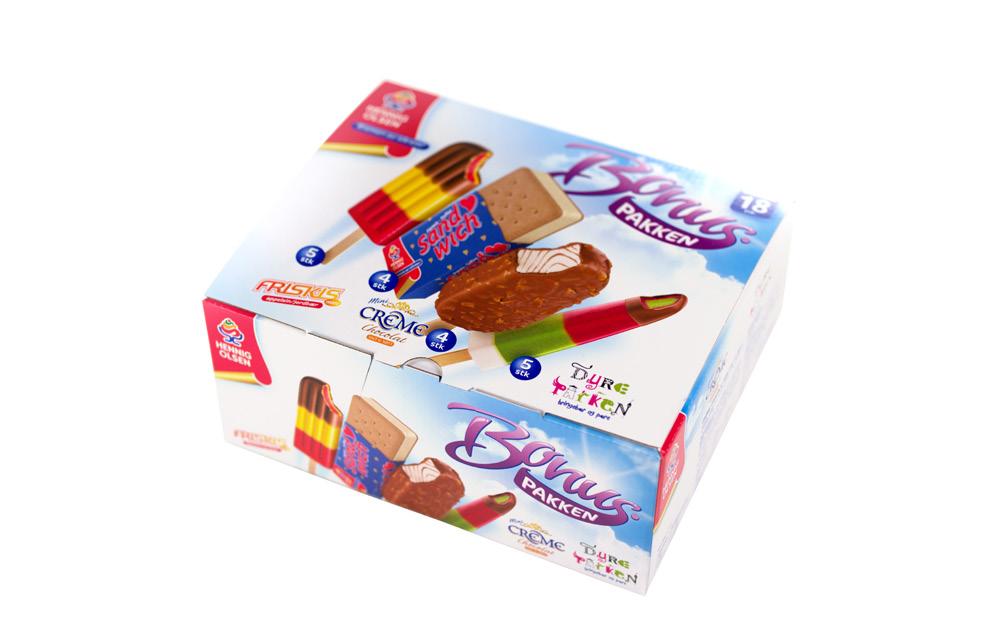 Multipack Bonuspakken 5 Friskis, 5 Dyreparken, 4 Sandwich og 4 Mini Crème Chocolat Innhold: 18