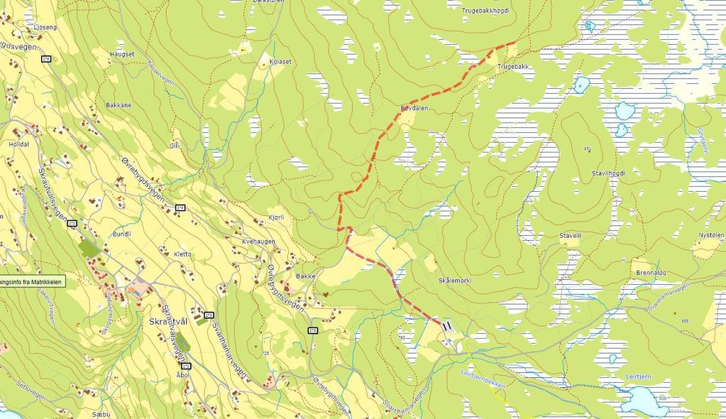 11 Trugebakk 955 moh Parkering Kjørebeskrivelse: Fra E16 v/ Statoil Fagernes følg skilting til Skrautvål og følg skilting til Valdres skisenter. Parkering: Klubbhuset ved Valdres skisenter, Skrautvål.