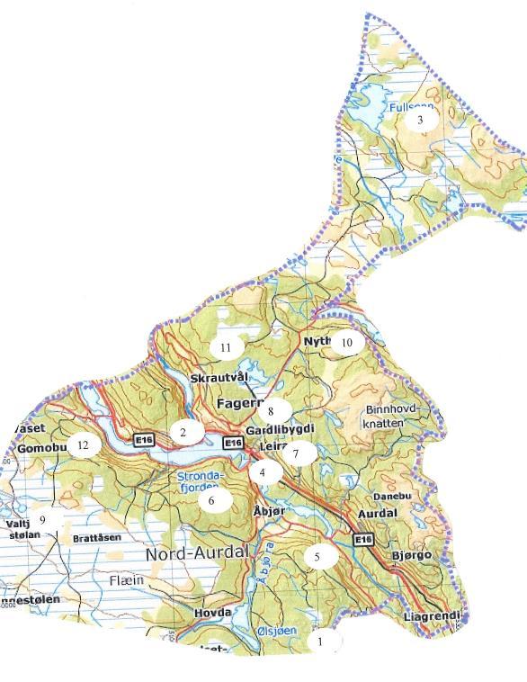 Oversikt over alle turmålene for årets sommervandring For detaljkart