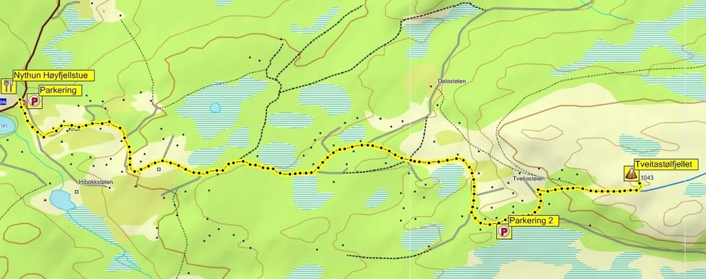 3 Tveitastølsknatten v/ Nythun Høyfjellstue (1000 meter n) Kjørebeskrivelse: Fra E16 ta av mot Fagernes lufthavn, kjør til Nythun Høgfjellsstue og parker her.