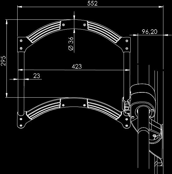 PRODUKT INFORMASJON Maksimal brukervekt 120 kg Art.nr NAV-nr. Artikkel Anbefalt brukerhøyde 120-200 cm 1. Handle in use, front view 2. Folded handle, front view 3.