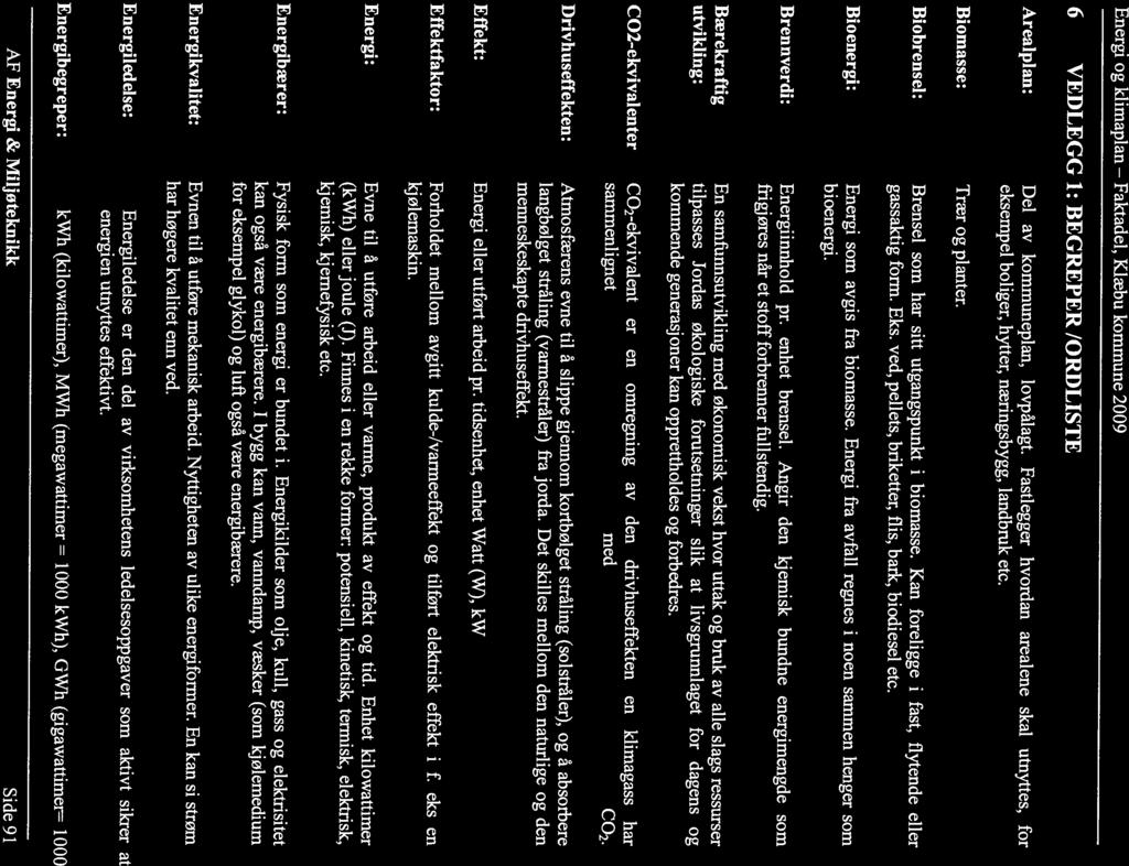 6 VEDLEGG 1: BEGREPER /ORDLSTE Arealpian: Biomasse: Biobrensel: Bioenergi: Del av kommuneplan, lovpålagt.