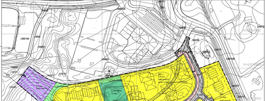 Prosjektet. Her er vist reguleringsplanen: Planområdet ligger nær Fv131, men også Rv658 og Fv658 er også en del av støyende veger i nærheten. Trafikktall. Forutsetninger.