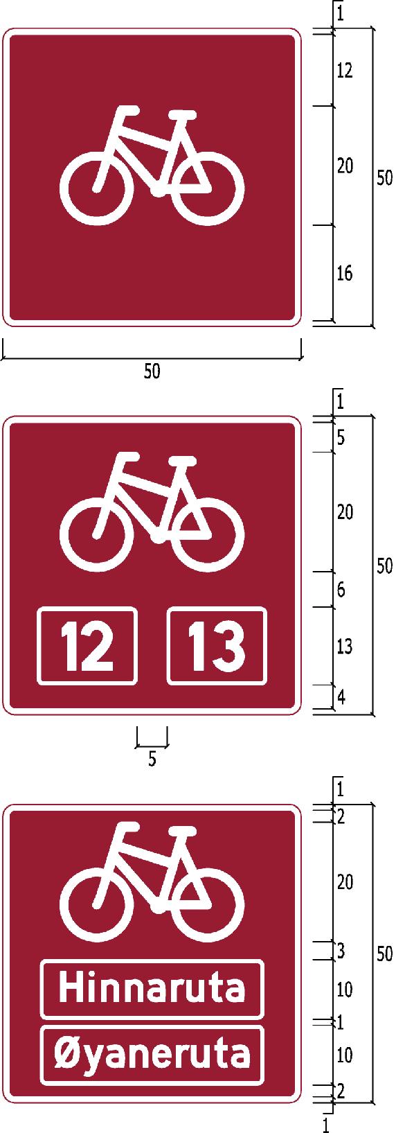 D E E N K E LT E V E G V I S N I N G S S K I LT : : T R A F I K K S K I LT 755 Sykkelruteskilt Anvendelse Skilt 755 anvendes til å markere sykkelrute med eller uten rutenummer eller rutenavn.