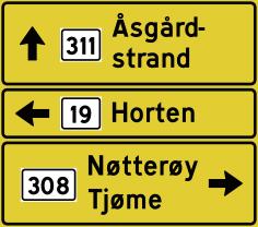 1 Tabellorienteringstavle 711 Tabellvegviser eller 713 Vanlig vegviser 707 Kjørefeltorienteringstavle