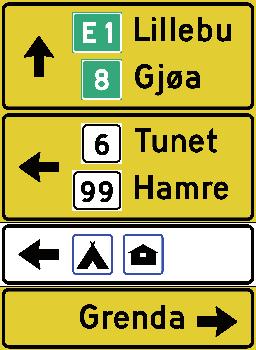Med unntak av vegvisning rett fram, skal all informasjon som er gitt i forvarslingen følges opp med vegvisning i