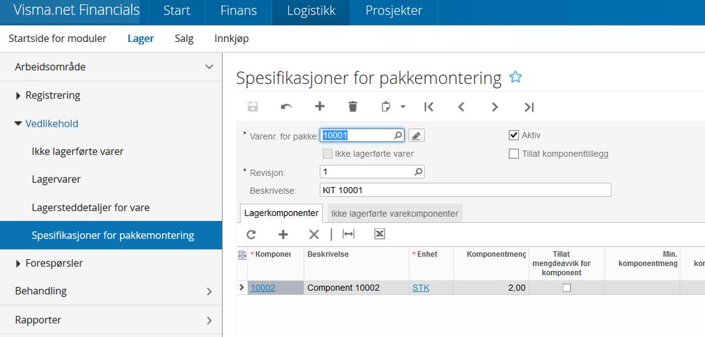 Forbedringer i rutine for pakkemontering del 2 (beregning av kost for ikke lagerførte pakker) Dersom man har tatt i bruk pakkemonterings rutinen i Visma.