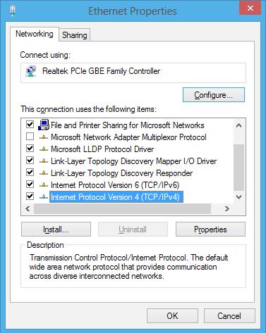 5. Trykk på Internet Protocol Version 4(TCP/IPv4) og trykk deretter på