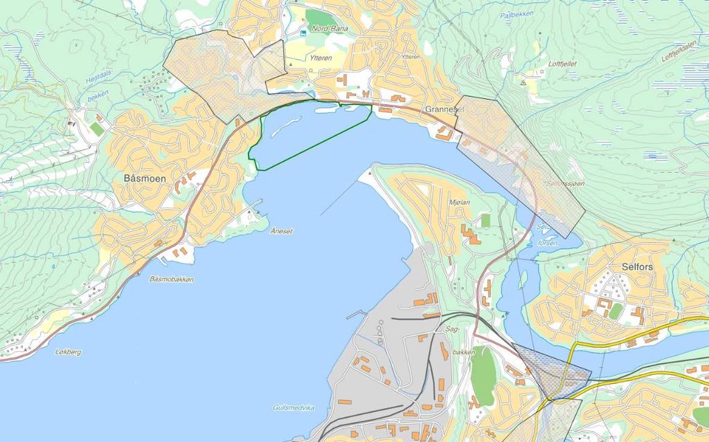 I det etterfølgende illustreres caset med følgende kart: - Utjevningsområder mellom barneskolene Båsmoen-Ytteren og Selfors o Område langs begge sidene av Ytrabekken Heimestenget og områdene langs