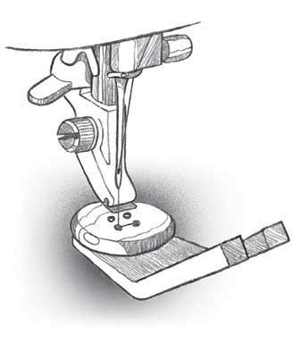 PROGRAMMERBAR ISYING AV KNAPP Isying av knapper, trykknapper, hekter og maljer kan gjøres raskt med symaskinen.