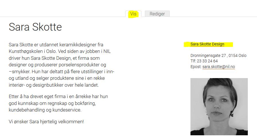 Rediger firmaopplysninger På hver medlemsside blir firmaet du har oppgitt som ditt arbeidssted