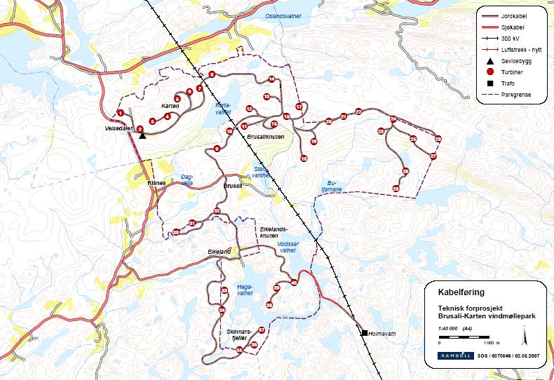 Naturforvalteren Aksjeselskap Side 3 til denne linjen forutsettes dekket av andre parker nord eller øst for Brusali- Karten som skal knyttes til transformatorstasjonen på Holmavatnet Alternativ 3 med