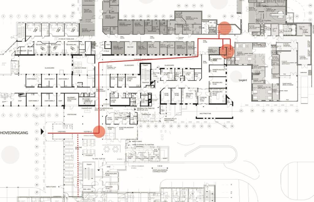 7.2.2 Adkomst Dagens parkeringsarealer er fordelt henholdsvis øst og vest for anlegget. Etter utbygging av nærsykehuset vil all parkering i prinsippet skje vest for anlegget.