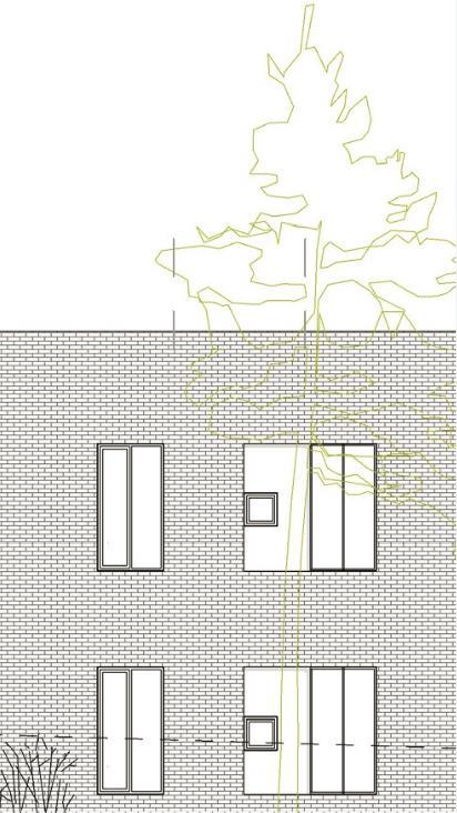 Figur 4: S2, utsnitt fasade 7.2.6 Konstruksjoner og materialer S-fløyen oppføres med bærende konstruksjoner i plasstøpt betong i underetasje og i S2-fløyens 1. etasje.