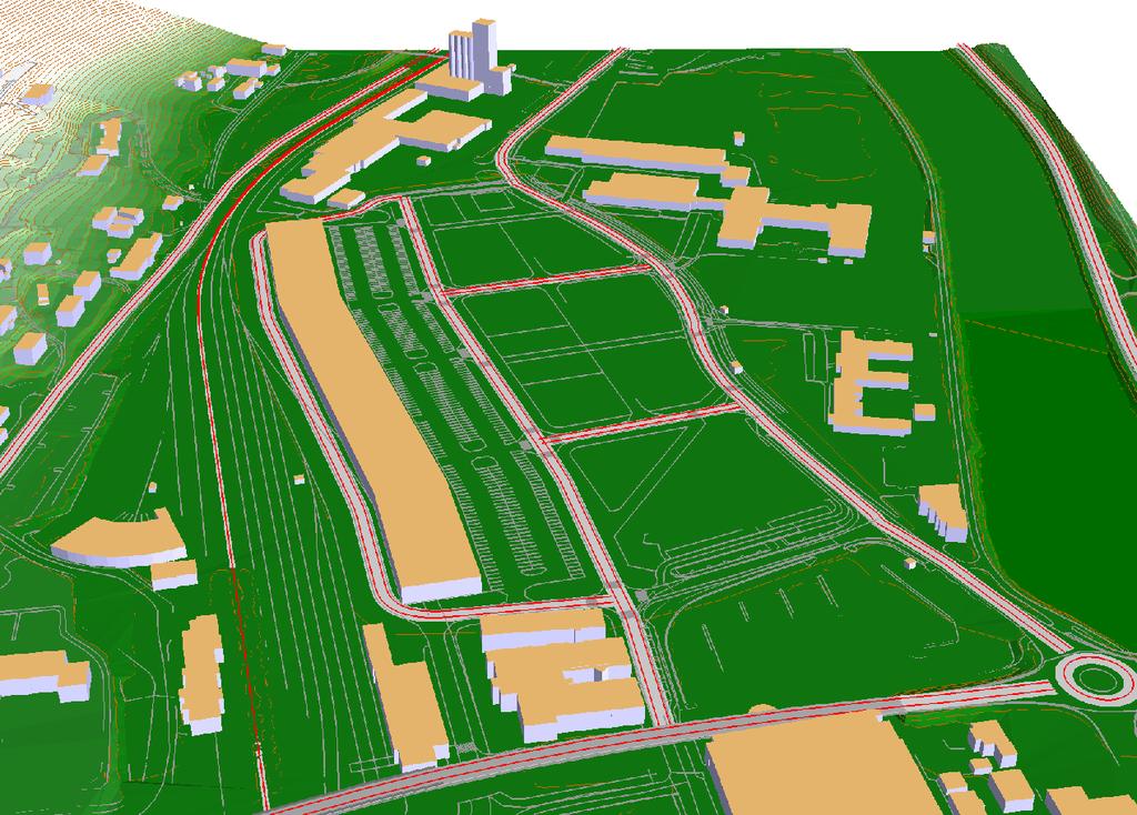 5 Beregningsgrunnlag 5.1 Geometri Det er opprettet en 3D-beregningsmodell basert på eksisterende terreng og planlagte lokalveier innenfor planområdet, se Figur 2.