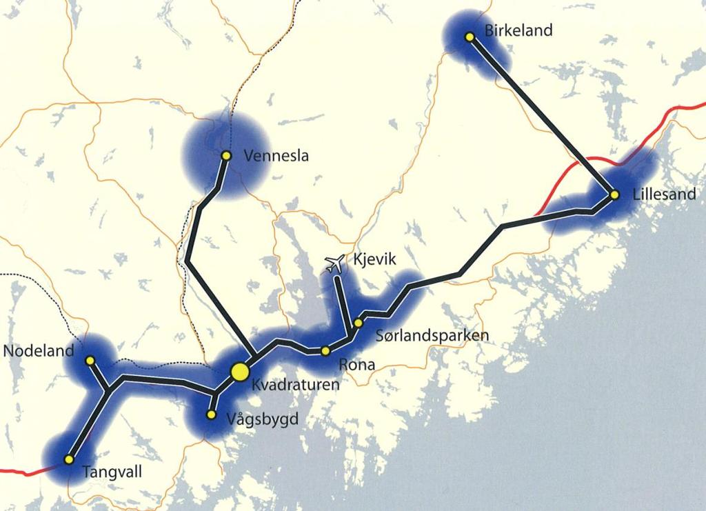 Illustrasjon 10 Utbyggingsområder fra regionalplanen (utsnitt). ATP planen ble vedtatt i 2011.