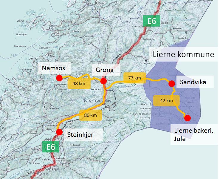 1 1. INNLEDNING I denne prosjektrapporten beskrives samfunnsmessig betydning til bedriften Lierne Bakeri i Lierne kommune. 1.1 Bakgrunn Lierne kommune ligger helt øst i Nord-Trøndelag.