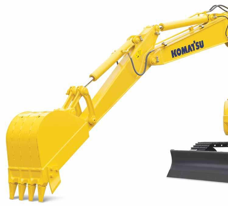 VED FØRSTE ØYEKAST Økologiske og økonomiske egenskaper Den kraftige turboladede og luft-etterkjølte Komatsu SAA4D95LE-5 yter 42,8 kw/57 hk.