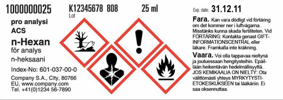 label by language No omissions, but full range of hazard