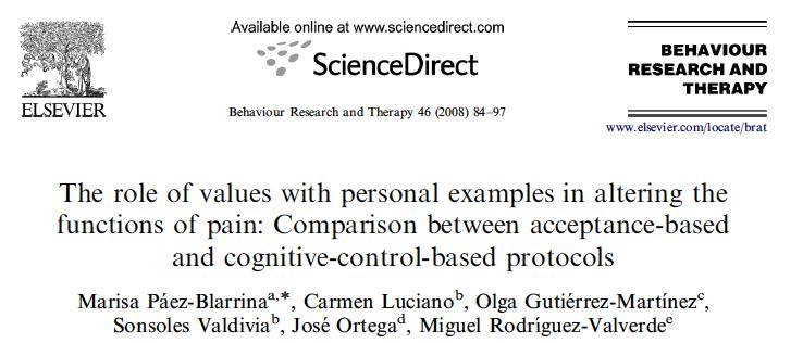 Showed a clear superiority of the ACT-values protocol in increasing tolerance and lowering pain believability.