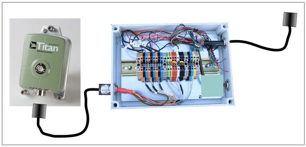 Den nye sensoren som skal monteres inkluderer også en Junction box, som vist på figur under: Fig. 2. Nanometrics Strong Motion sensor (akselerometer), modell Titan, med Junction Box.