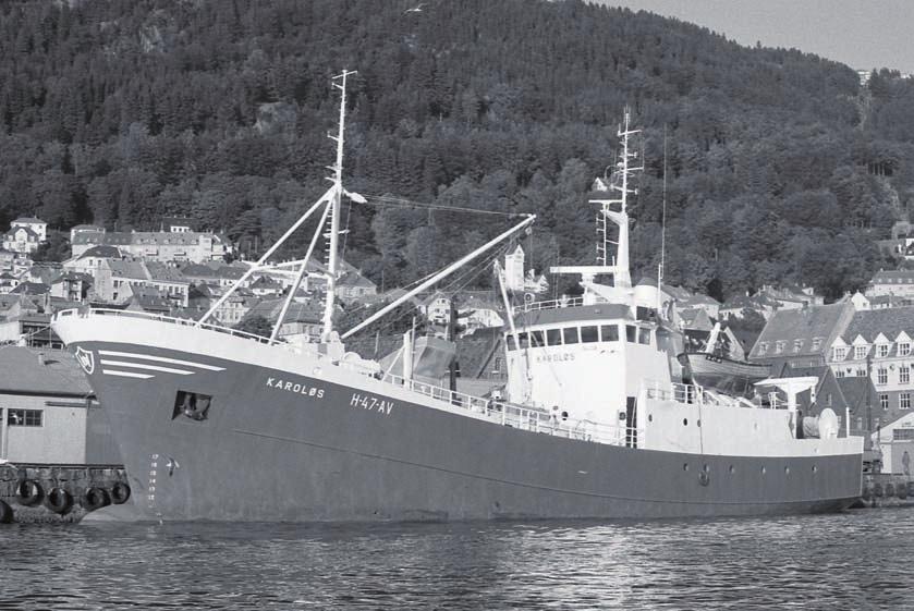 KAROLØS (H-47-AV), bygd 1977, som ligg fortøyd ved Bryggen i Bergen 25.7.1979. Innsendt av Arne Sognes, Bønes. På trykk 13/7-06.