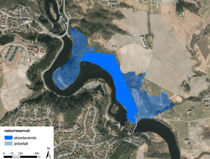 Fig. 25: Forslag om utvidelse av Leira naturreservat. Alternativt kan gode skjøtselsplaner brukes i stedet for vern.