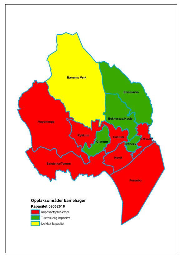 2.2 Forventet barnetallsvekst og kapasitet Samlet status i planperioden Arbeidet er basert på et analysegrunnlag utarbeidet for hvert opptaksområde.