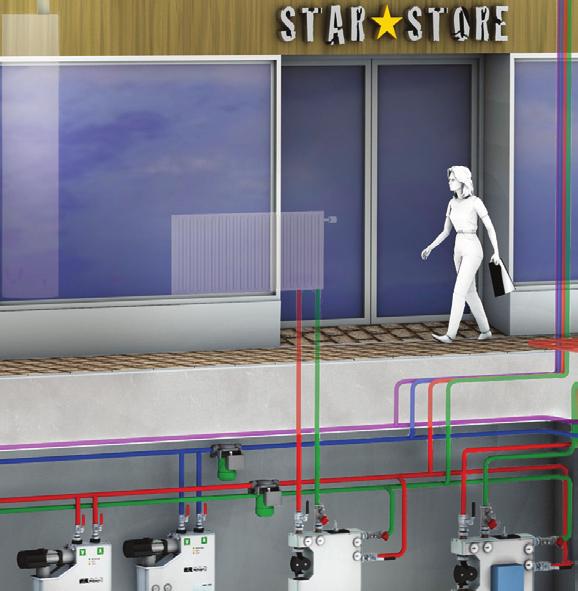 For å kunne demontere shuntgruppen, uten å tømme systemet for vann, ﬁnnes