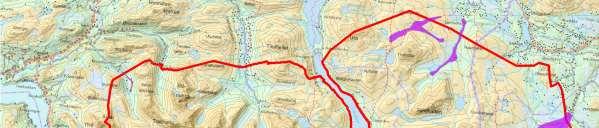 Det er kun tatt med naturtyper i kulturlandskap registrert i Naturbasen (08.02.2012). Avgrensningen til verneområdene Trollheimen er merket med rød linje.