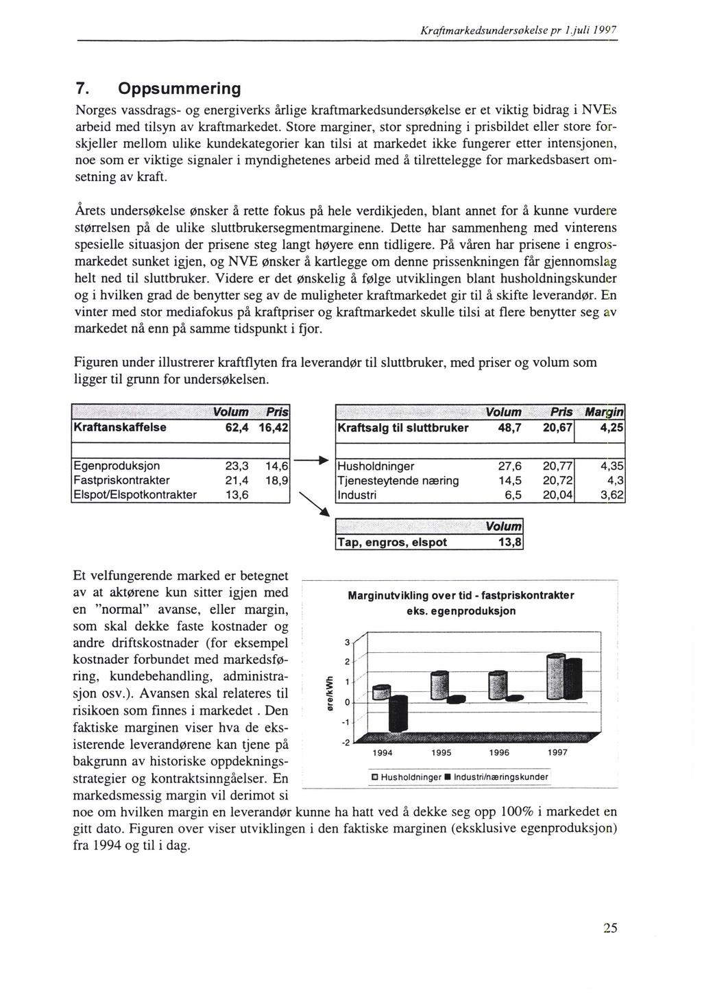 Kraftmarkedsundersokelse pr 1.juli 1997 7. Oppsummering Norges vassdrags- og energiverks årlige kraftmarkedsundersøkelse er et viktig bidrag i NVEs arbeid med tilsyn av kraftmarkedet.