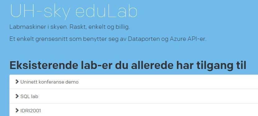 Beskrivelse av oppsett av edulab Når studenten logger seg inn med sin