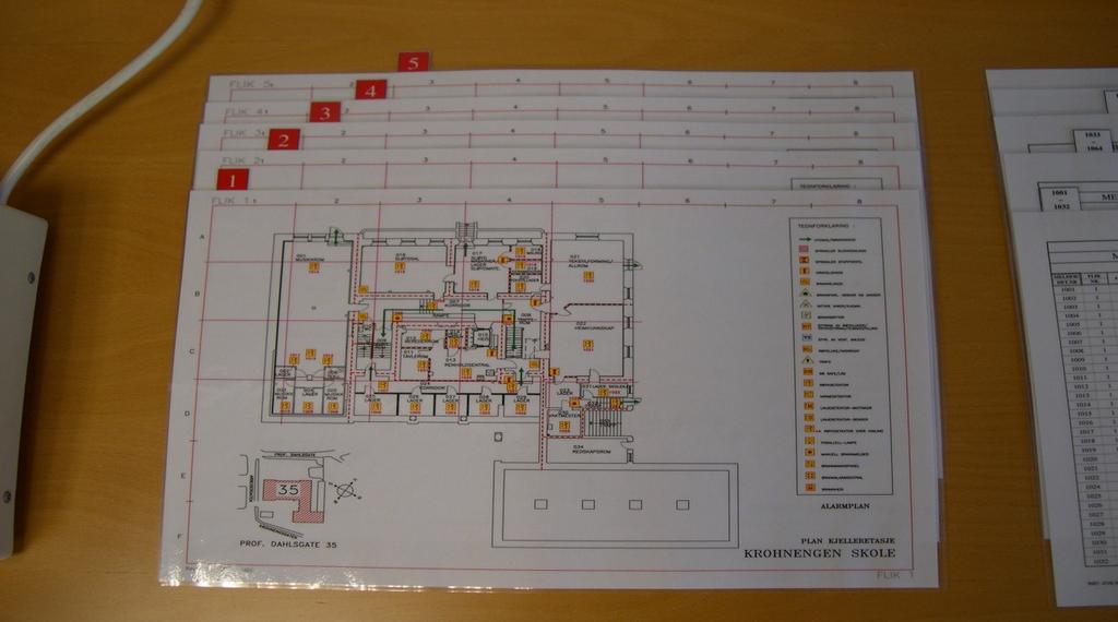 E. Ferdigstilte branntegninger 1) Alarmplaner (A-planer) Størrelse A3,