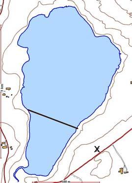 3. Oversikt over omtrentlig telleområde i Lynvatnet, nord for streket tvers over vatnet.